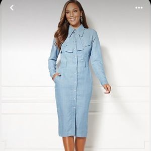 New York and Co Eva Mendes Collection Denim Dress with tie